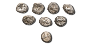 Group of Eight [8] AR Sigloi of Achaemenid Empire.