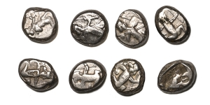 Group of Eight [8] AR Sigloi of Achaemenid Empire.