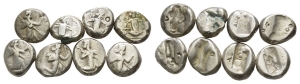 Group of Eight [8] AR Sigloi of Achaemenid Empire.
