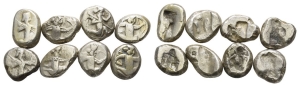 Group of Eight [8] AR Sigloi of Achaemenid Empire.