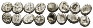 Group of Eight [8] AR Sigloi of Achaemenid Empire.