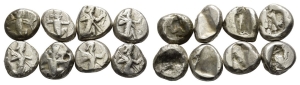 Group of Eight [8] AR Sigloi of Achaemenid Empire.