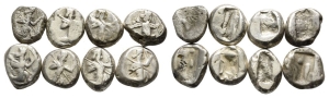 Group of Eight [8] AR Sigloi of Achaemenid Empire.