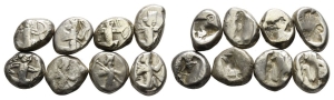 Group of Eight [8] AR Sigloi of Achaemenid Empire.