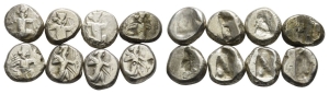 Group of Eight [8] AR Sigloi of Achaemenid Empire.