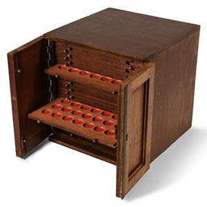 Collectors Mahogany Coin Cabinet with 28 Trays