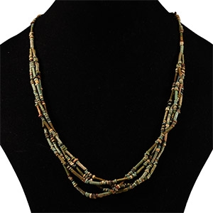 Egyptian Multi-Stranded Faience Mummy Bead Necklace