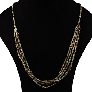 Egyptian Multi-Stranded Faience Mummy Bead Necklace