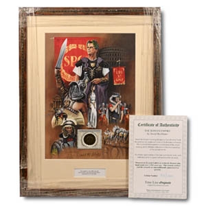 Bronze Roman Coin and Framed Limited Edition Print