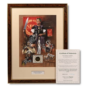 Roman Bronze Coin and Framed Limited Edition Print
