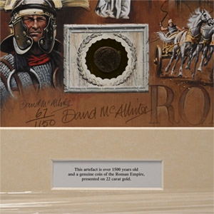 Roman Bronze Coin and Framed Limited Edition Print