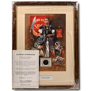 Bronze Roman Coin and Framed Limited Edition Print