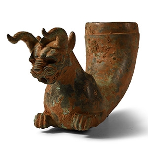 Achaemenid Bronze Rhyton with Horned Lion