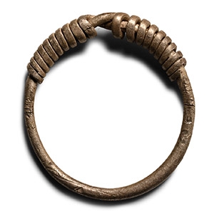 Viking Age Silver Ring with Coiled Bezel