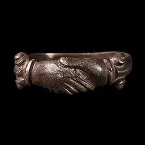Tudor Period Silver Fede Clasped Hands Marriage Ring