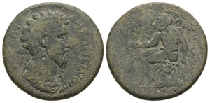 Marcus Aurelius AE 37mm of Tralleis, Lydia