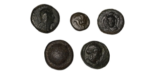 Group of Five [5] AE Greek Coins.