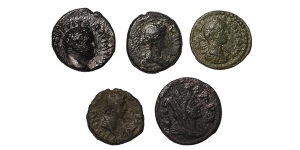 Group of Five [5] AE Roman Provincial Coins.