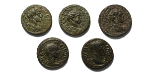 Group of Five [5] AE Roman Provincial Coins.