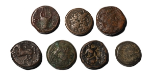  Group of Seven [7] Greek AE Coins.