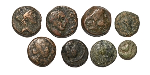 Group of Eight [8] AE Ancient Coins.