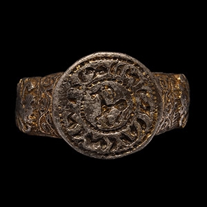 Armenian Inscribed Silver-Gilt Ibex Seal Ring
