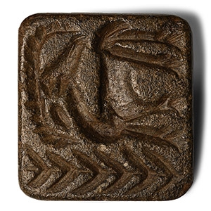 Large Western Asiatic Steatite Stamp Seal with Quadruped