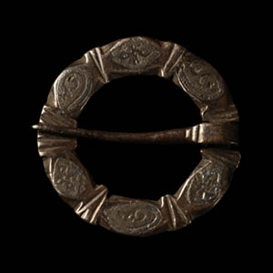 Medieval Silver and Niello Ring Brooch