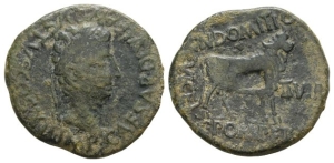 Augustus AE As of Lepida-Celsa, Spain.