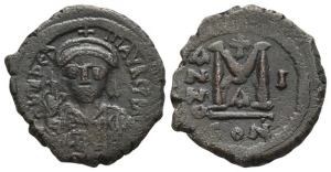 Maurice Tiberius AE 40 Nummi or Follis.