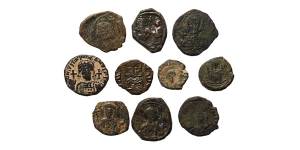 Group of Ten [10] AE Byzantine Coins.
