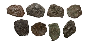 Group of Eight [8] AE Byzantine Coins.