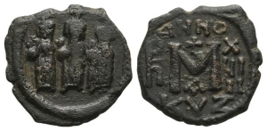 Heraclius, with Martina and Heraclius Constantine AE 40 Nummi or Follis.