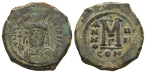 Maurice Tiberius AE 40 Nummi or Follis.