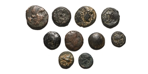  Group of Ten [10] Greek AE Coins.