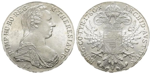 Austria. Holy Roman Empire, Maria Theresia Empress AR Restrike Taler.