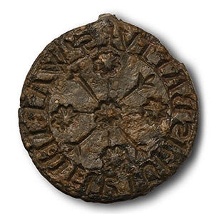Medieval Personal Lead Seal Matrix of Warin Son of John Battle