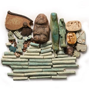Egyptian Faience Amulet and Bead Group