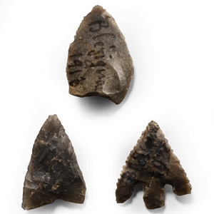 Stone Age Flint Arrowhead Group