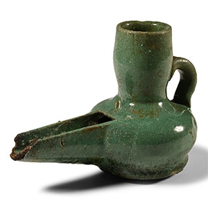 Medieval Period Turquoise Glazed Oil Lamp