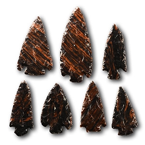 Native American Klamath-Modoc Mahogany Obsidian Arrowhead Group