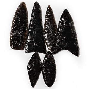 Native American Klamath-Modoc Obsidian Arrowhead Group