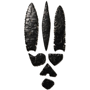 Native American Klamath-Modoc Obsidian Arrowhead Group