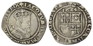 England. Stuart, James I AR Sixpence.
