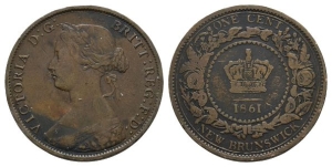 Canada, New Brunswick. Victoria CU One Cent.