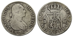 Spain, Kingdom. Charles IV AR 2 Reales.