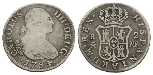 Spain, Kingdom. Charles IV AR 2 Reales.