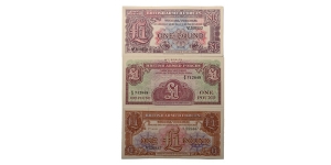 Group of Three [3] British Armed Forces One Pound Banknotes.