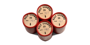 Group of Four [4] Elizabeth II Halfcrown Twenty-Five-Coin Tubes.
