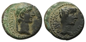 Kings of Thrace. Rhoemetalkes I, with Augustus AE 20mm.